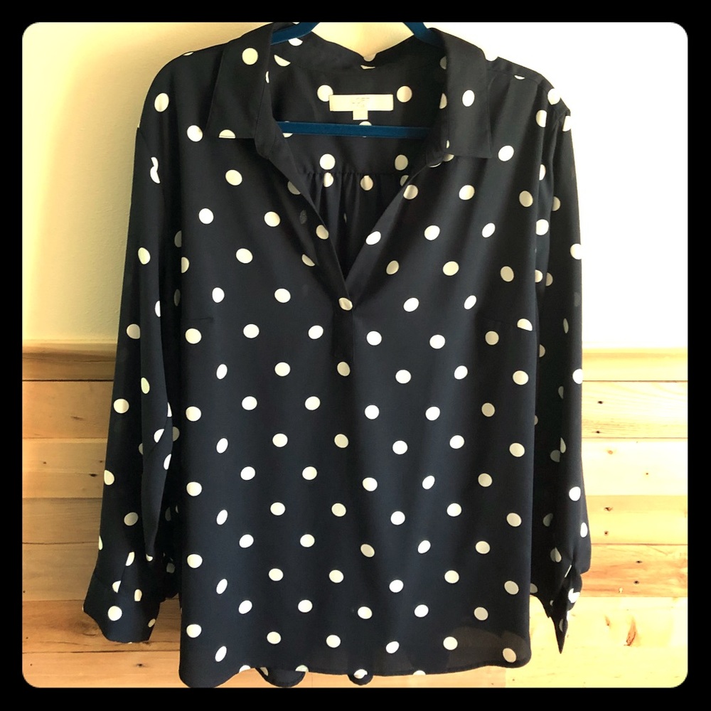 Long Sleeve Navy Blouse